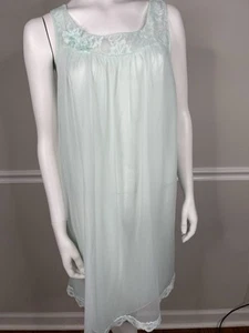 VTG M Vanity Fair Blue Sheer Full Chiffon over Nylon Babydoll Nightie nightgown - Picture 1 of 13