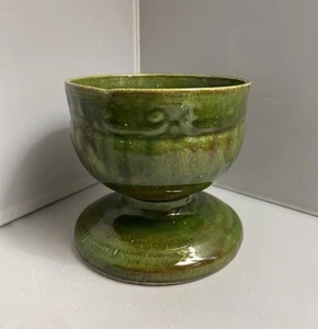 Vintage Ceramic Mid Century Planter Plant Pot Green Brown Glazed 4.5" - Picture 1 of 7