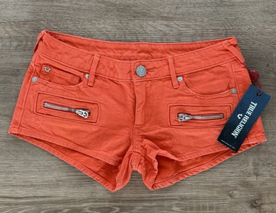 NWT Rag & Bone Joey Zip Shorts Distressed Orange Women's Size 25 - WC855XE7 - Image 1 of 4