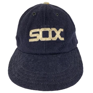 Vtg Chicago White Sox Hat Wool Script Logo MLB Baseball Antique Navy Cap Fitted - Picture 1 of 13