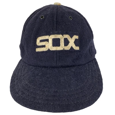 Vtg Chicago White Sox Hat Wool Script Logo MLB Baseball Antique Navy Cap Fitted - Image 1 of 4
