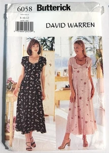 Vestido Misses Hasta el Tobillo Verano Acampanado 8 10 12 Patrón Butterick 6058 SIN CORTAR Nuevo - Imagen 1 de 3