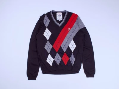 Men's DIESEL Superior Quality Knit Wool Blend V-Neck Argyle Jumper Sweater Sz M - Image 1 of 4