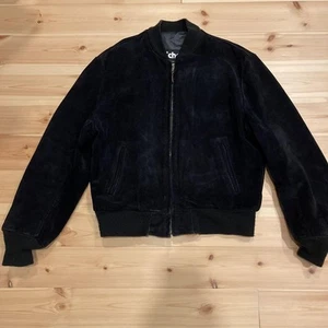 Schott Leather Jacket MA-1 Suede 42 Black Made in USA - Picture 1 of 6