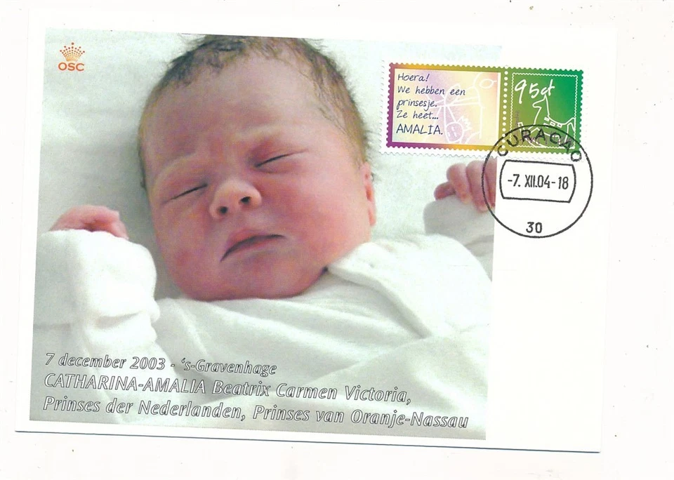 D434063 Antillas Neerlandesas Tarjeta Máxima Realeza Princesa Catalina Amalia Foto 1 de 1