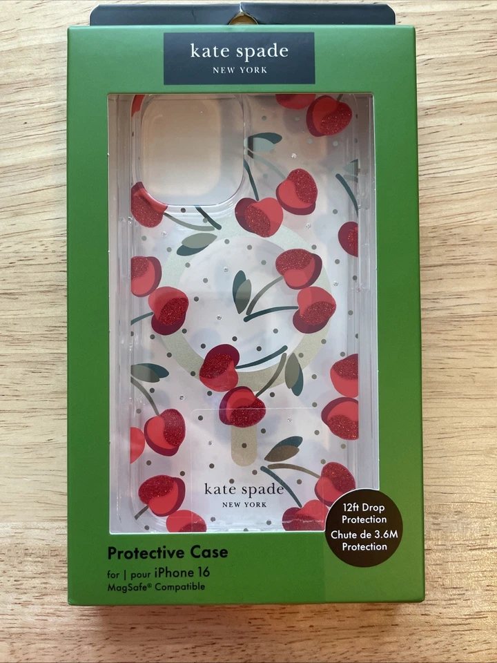Funda Protectora Kate Spade New York iPhone 16 Magsafe Roja Brillo Cerezas Nueva en Caja Foto 1 de 1