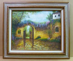 Flower-Crowned Arched Gate SW Landscape 16x20 Original Oil Painting Framed Art - Picture 1 of 1