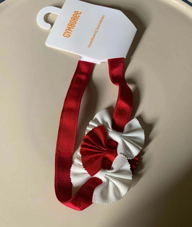 NUEVO CON ETIQUETAS Gymboree Rojo Blanco Lindo Vacaciones Lazo Diadema Accesorio para el Cabello Día de San Valentín Foto 1 de 3