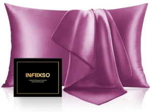 1 Pack Silk Pillowcase, Blissy-like DKBslik for Hair and Skin,Purple King Size - Picture 1 of 13
