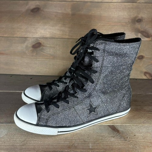 converse one star dainty ox donna taglia 9 scarpe sneakers alte nere scintillanti