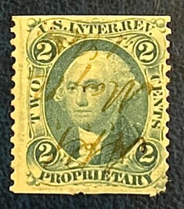 US R13b / 1862-1871 2c Proprietary George Washington Stamp / Partial Perf / Used - Picture 1 of 3