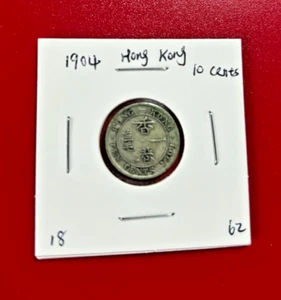 1904 HONG KONG 10 CENTS SILVER COIN - Picture 1 of 2