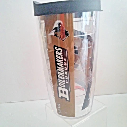 TERVIS Purdue Boilermakers 16oz Travel Tumbler Hot Cold Lid Black Gold EUC Cover