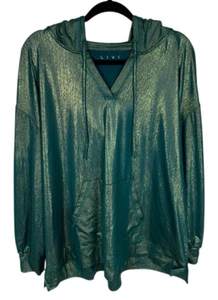 Women's Livi Lane Bryant Green Gold Long Sleeve Hoodie Active Top Size 18/20 - Picture 1 of 5