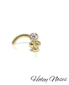 18ct yellow Gold Trinity Ball Nose Stud with 0.015ct diamond nose bone nose ring - Bild 1 von 7