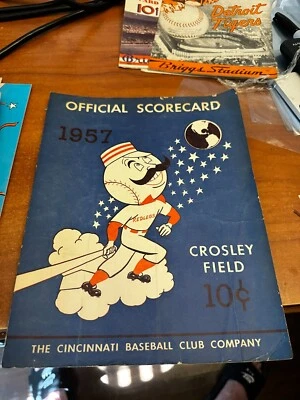 Cincinnati Red Legs 1957 Official Scorecard Crosley Field Reds 10 cents - Image 1 of 3