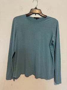 Eileen Fisher Womens Blue Jersey Long Sleeve Pullover Top Sz PL - Picture 1 of 4