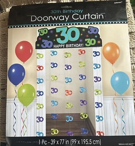30TH BIRTHDAY PARTY CONTINUES MILESTONE HANGING DOORWAY CURTAIN DECORATION 6FT - Picture 1 of 4