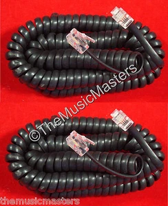 2X Czarny 15' stóp Telefon Słuchawka Odbiornik 4P4C Cewka Kabel Kręcony przewód VWLTW - Zdjęcie 1 z 3
