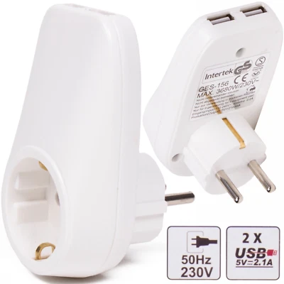 BENSON ELECTRIC Zwischenstecker Steckdosen Ladegerät mit 2x USB-Anschluss maximal 2100mA weiß