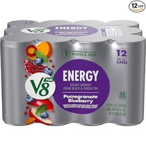 V8 Plus ENERGY Pomegranate Blueberry Energy Drink, 8 Oz, 12 Pack; Free Shipping