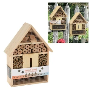 Wooden Insect Bee House Bug Hotel Natural Wood Shelter Garden Nest Nesting Box - Picture 1 of 5