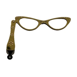 Vintage Cat Eye Lorgnette Opera Reading Rhinestone Glasses Foldable - Picture 1 of 24