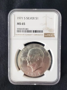 1971 S $1 Silver NGC MS65 Eisenhower "Ike" Dollar 40% - Picture 1 of 4