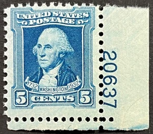 U.S. Scott #710, Single w/Plate Block #, Washington by Charles Peale, F-VF, MNH - Picture 1 of 2