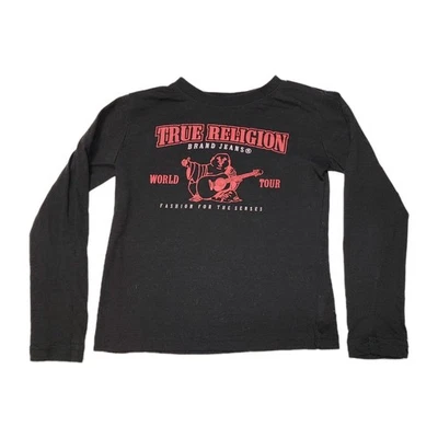 Camiseta True Religion Buda Negra Manga Larga Gráfica Niños Niñas Niños Talla 7 Foto 1 de 4