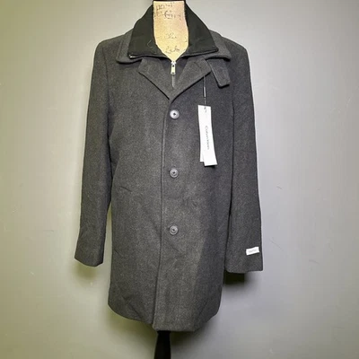 Calvin Klein Men’s Wool Blend Peacoat Charcoal Grey Size 38 NWT - Image 1 of 4