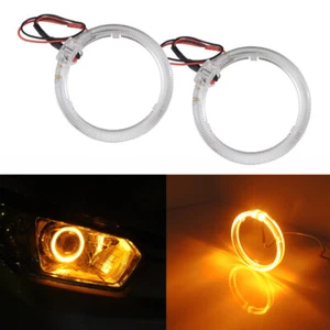 2pcs Amber 2.5" LED Light Guide Angel Eyes Halo Rings DRL Car Headlamp Retrofit - Foto 1 di 12
