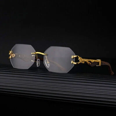 Gafas de sol cuadradas retro de lujo sin montura para hombres y mujeres Hip Hop gafas de sombra UV400 Foto 1 de 4