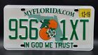 Florida State License Plate 956 1XT Orange Blossom Green White Expired