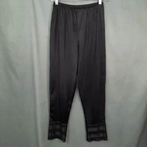 Vintage 90er Velrose Schlupfhose Damen Medium schwarz lang Petti Hose Pantaloons Spitze - Bild 1 von 11