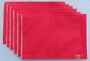 Set of SIX Lenox Holiday Red Cloth with White Fringe Placemats NEW - Picture 1 of 7