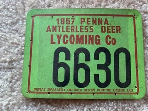 1957 Pa Pennsylvania Antlerless Hunting License 6630 Lycoming County - Picture 1 of 2