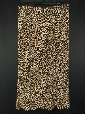 JONES WEAR Size M A-Line Skirt Black Red Gold Animal Print Elastic Waist Stretch - Image 1 of 4