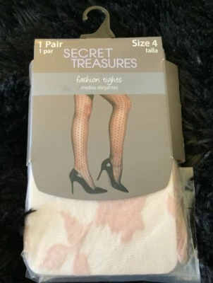 Secret Treasure 1 Pair Sheer Blush Mystical Rose Fashion Tights Size 4 - Image 1 of 4
