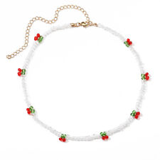 Women Sweet Cherry Choker Transparent Beads Necklace Fruit Party Jewelry Gizh