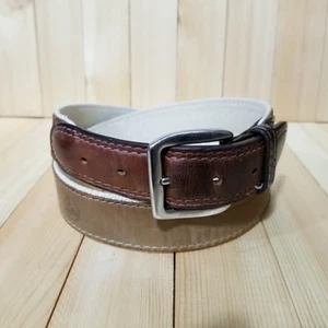 Men's YRI Brown Leather and Canvas Golf Belt Cactus Logo Size 38/90 Ships Fast! - Imagen 1 de 13