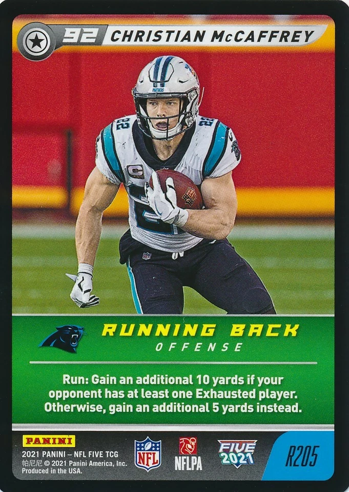 R205 CHRISTIAN McCAFFREY 2021 Panini NFL Five Football TCG RARE PANTHERS - Image 1 of 1