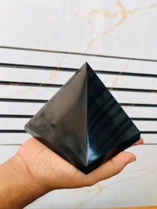 Large Black Tourmaline Pyramid Hand Carved Crystal Home Office DecorativePyramid - Picture 1 of 6
