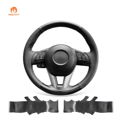 PU Leather Carbon Fiber DIY Steering Cover for Mazda 2 CX-5 Mazda 3 Mazda 6 CX-3 - Image 1 of 4