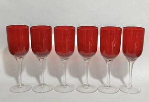 Pretty! Set Of 6 Elegant Vintage Bohemia Crystal Ruby Red Glass Bar Glasses - Picture 1 of 4
