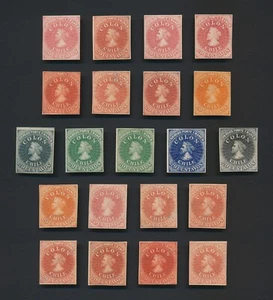 FRANCOBOLLI CILE 1902 RISTAMPE GALLO BEL LOTTO DI SFUMATURE TESTE DI COLOMBO, VF - Foto 1 di 24