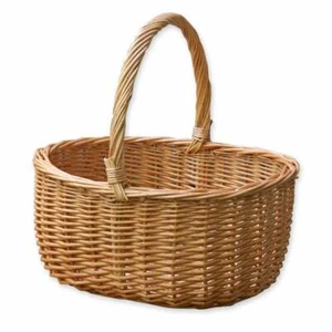 Hollander Wicker Traditional Shopping Basket Handled Woven Foraging Shopper - Picture 1 of 6