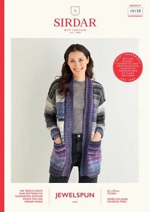 Sirdar Women’s Wide Rib Longline Cardigan in Jewelspun (leaflet) 10138 - Picture 1 of 2