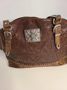 American West Echtleder verziert Perlen Handtasche Geldbeutel - Bild 1 von 17