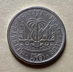 Antique 1908 Haiti Coin 50 Centimes - Picture 1 of 3